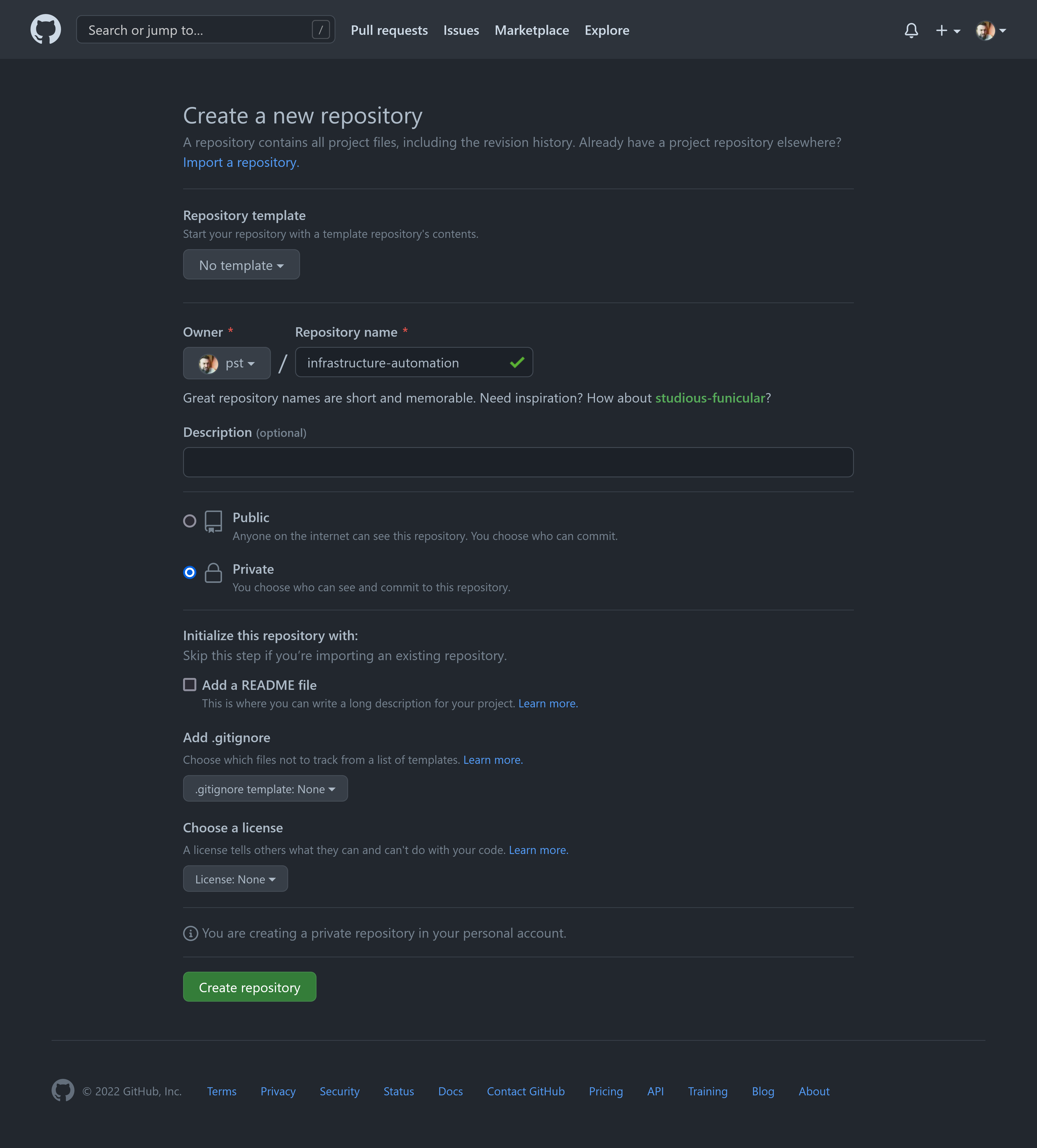 Github create new repository